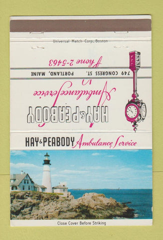 Matchbook Cover - Hay Peabody Ambulance Service Portland ME 40 Strike