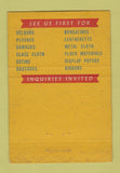 Matchbook Cover Frankel Theatrical Display Fabrics New York City WEAR 40 Strike