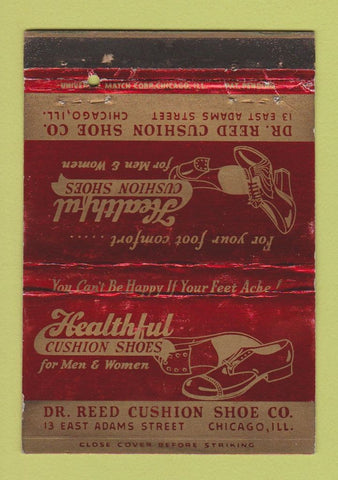 Matchbook Cover - Healthful Cushion Shoes Dr Reed Chicago IL WEAR 40 Strike