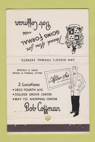 Matchbook Cover - Bob Coffman Men's Clothes San Diego CA 40 Strike
