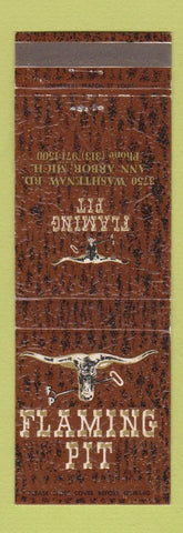 Matchbook Cover - Flaming Pit Ann Arbor MI steaks
