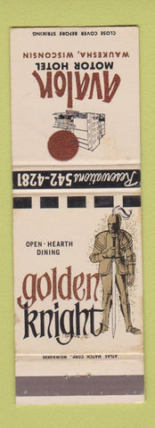 Matchbook Cover - Golden Knight Avalon Motor Hotel Waukesha WI WEAR