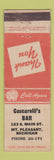 Matchbook Cover - Cascarelli's Bar Mount Pleasant MI