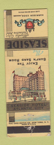 Matchbook Cover - The Seaside Hotel Atlantic City NJ WORN