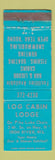 Matchbook Cover - Log Cabin Lodge Iron River WI WORN