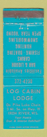 Matchbook Cover - Log Cabin Lodge Iron River WI WORN