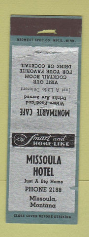 Matchbook Cover - Missoula Hotel MT WORN