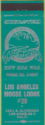 Matchbook Cover - Matchbook Cover Moose Lodge Los Angeles CA teal