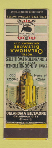 Matchbook Cover - Oklahoma Biltmore Hotel Oklahoma City OK