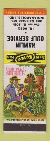 Matchbook Cover - Hamilin Gulf oil gas Indianapolis IN hillbilly WORN