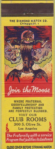 Matchbook Cover - Matchbook Cover Moose Lodge Los Angeles CA yellow