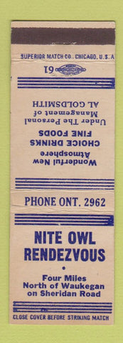 Matchbook Cover - Nite Owl Rendezvous Waukegan IL