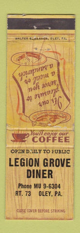 Matchbook Cover - Legion Grove Diner Oley PA WEAR