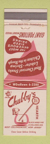 Matchbook Cover - Chubby's Hearth Restaurant West Collingswood NJ