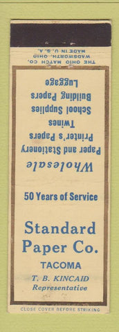 Matchbook Cover - Standard Paper Tacoma WA