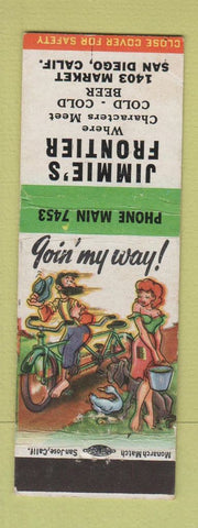 Matchbook Cover - Jimmie's Frontier San Diego CA hillbilly