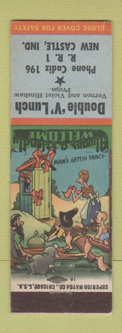 Matchbook Cover - Double V Lunch New Castle IN hillbilly Standard oil gas
