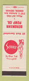 Matchbook Cover - Bergman Pump Hebron IN SAMPLE WORN