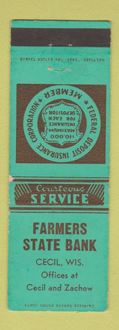 Matchbook Cover - Farmers State Bank Cecil WI
