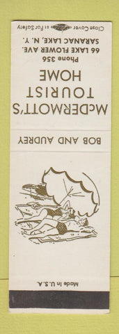 Matchbook Cover - McDermott's Tourist Home Saranac Lake NY SAMPLE