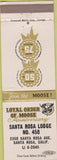 Matchbook Cover - Matchbook Cover Moose Lodge Santa Rosa CA