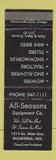 Matchbook Cover - All Seasons Equipment Waukesha WI snowmobiles tillers