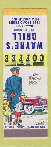 Matchbook Cover - Wayne's Grill New Castle IN