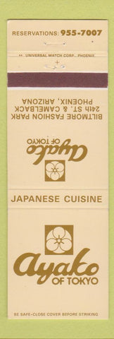 Matchbook Cover - Ayako Japanese Restaurant Phoenix AZ