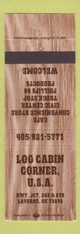 Matchbook Cover - Log Cabin Corner Laverne OK