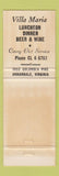 Matchbook Cover - Villa Maria Italian Annandale VA