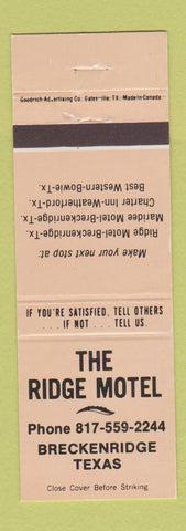 Matchbook Cover - Ridge Motel Breckenridge CTX