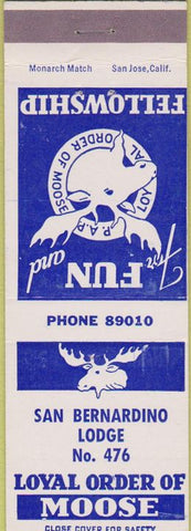 Matchbook Cover - Matchbook Cover Moose Lodge San Bernardino CA
