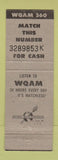 Matchbook Cover - WQAM Radio Miami FL