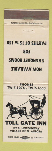 Matchbook Cover - Toll Gate Inn Aurora IL