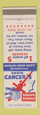 Matchbook Cover - Cancer Warning Signs