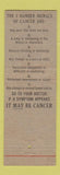 Matchbook Cover - Cancer Warning Signs