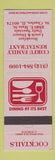 Matchbook Cover - Corfu Family Restaurant St Charles IL
