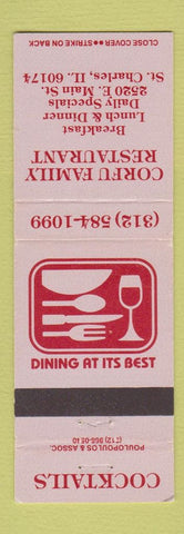 Matchbook Cover - Corfu Family Restaurant St Charles IL