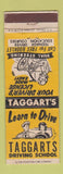 Matchbook Cover - Taggarts Driving School MA CHAIN DD Bean