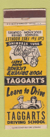 Matchbook Cover - Taggarts Driving School MA CHAIN DD Bean