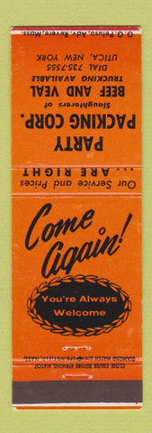 Matchbook Cover - Party Packing Beef Veal Utica NY meat