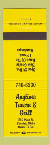 Matchbook Cover - Anytime Tavern Grill Lewiston ID