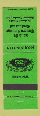 Matchbook Cover - 52nd St Tavern Lounge Tilton NH WORN