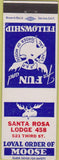 Matchbook Cover - Matchbook Cover Moose Lodge Santa Rosa CA