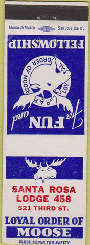 Matchbook Cover - Matchbook Cover Moose Lodge Santa Rosa CA