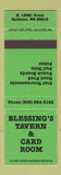 Matchbook Cover - Blessing's Tavern Card Room Spokane WA billiards