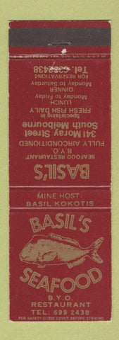 Matchbook Cover - Bail's Seafood Restaurant South Melbourne Australia