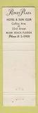 Matchbook Cover - Cafe Jardin Suisse Roney Plaza Hotel Miami Beach FL