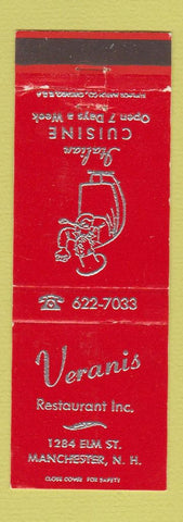 Matchbook Cover - Veranis Restaurant Manchester NH Italian