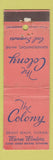 Matchbook Cover - The Colony Delray Beach FL Kennebunkport ME WEAR
